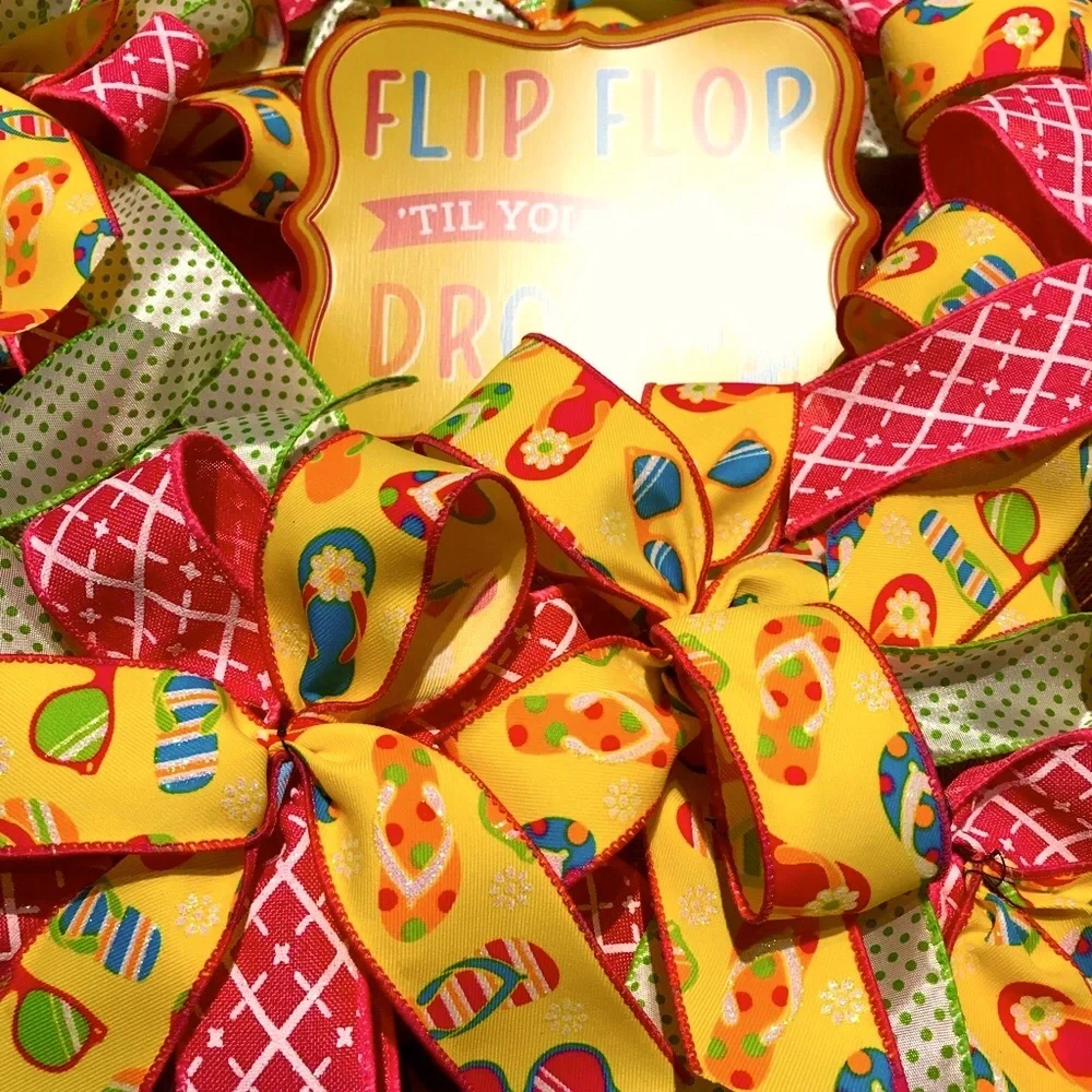 Beach Bears Wreath Flip Floppin Away Hand Crafted Beach Colorful FINAL SALE